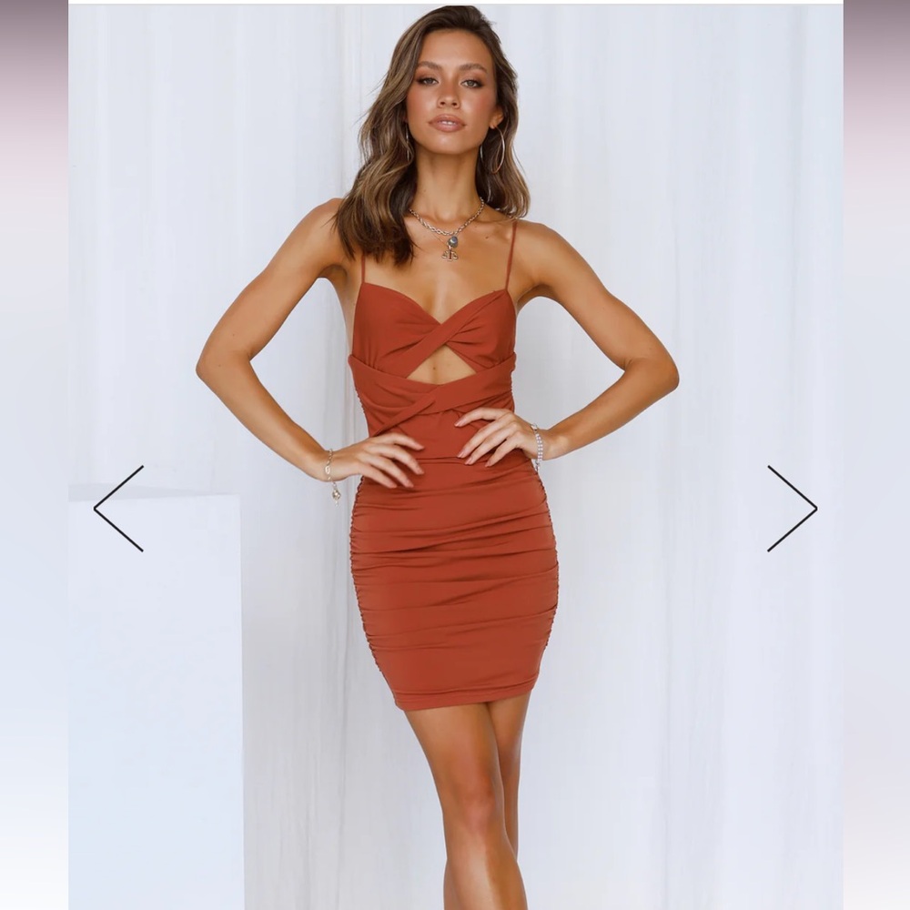Hello Molly Rust Orange Mini Dress with Cutout